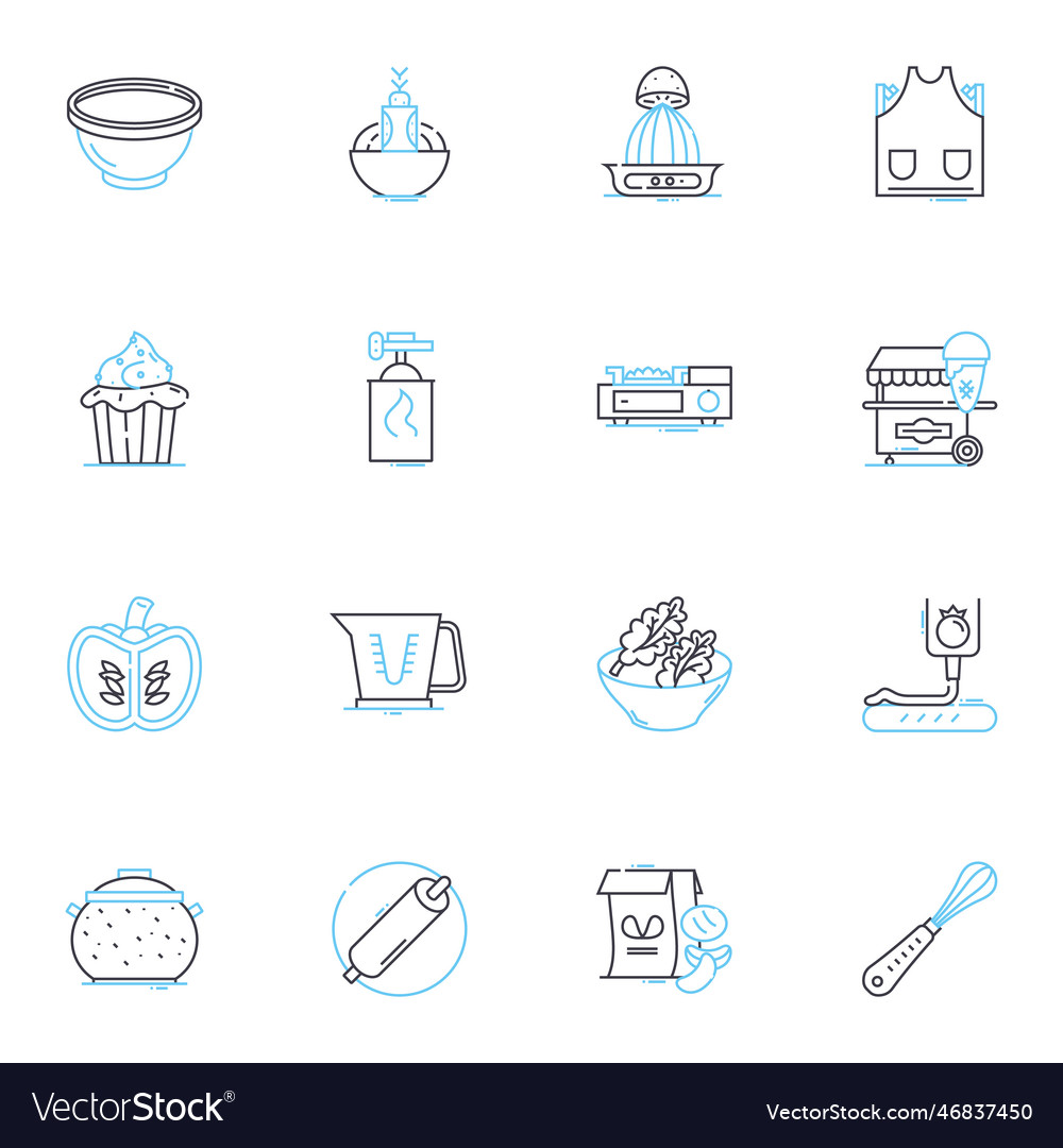 Comfort cooking linear icons set warmth