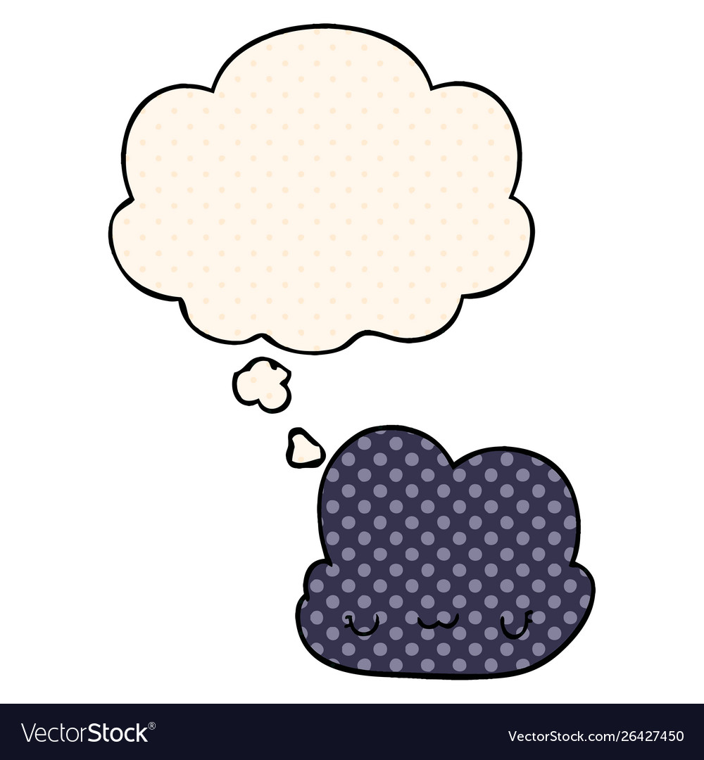 Cute cartoon cloud and thought bubble in comic