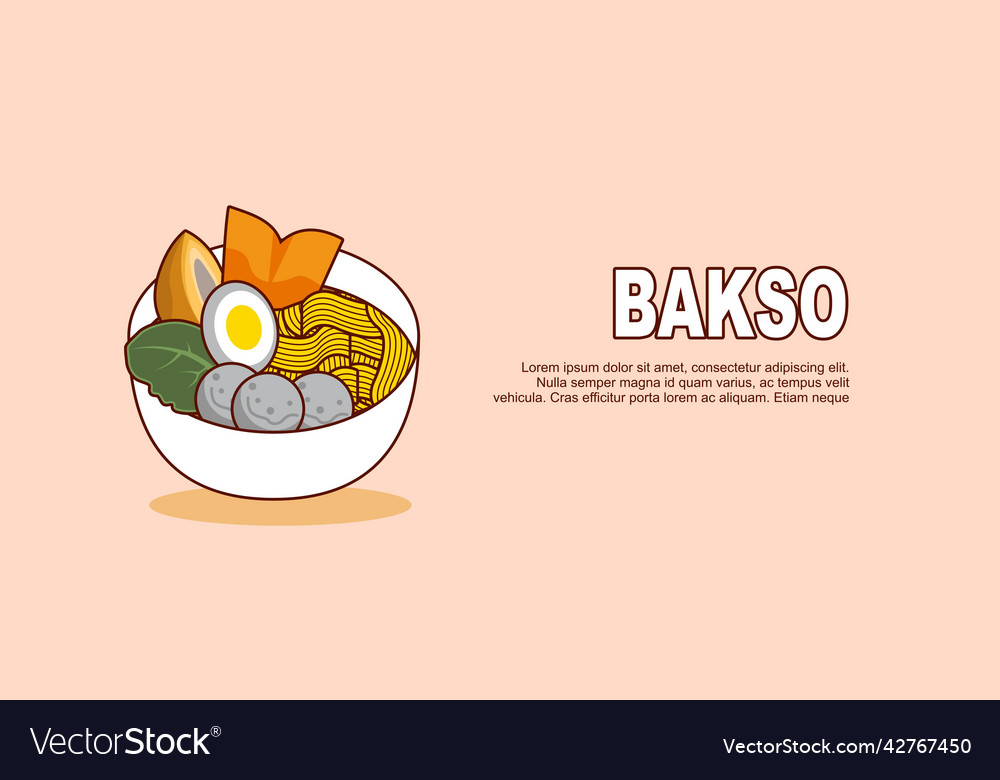 Delicious bakso in a bowl logo traditional food Vector Image