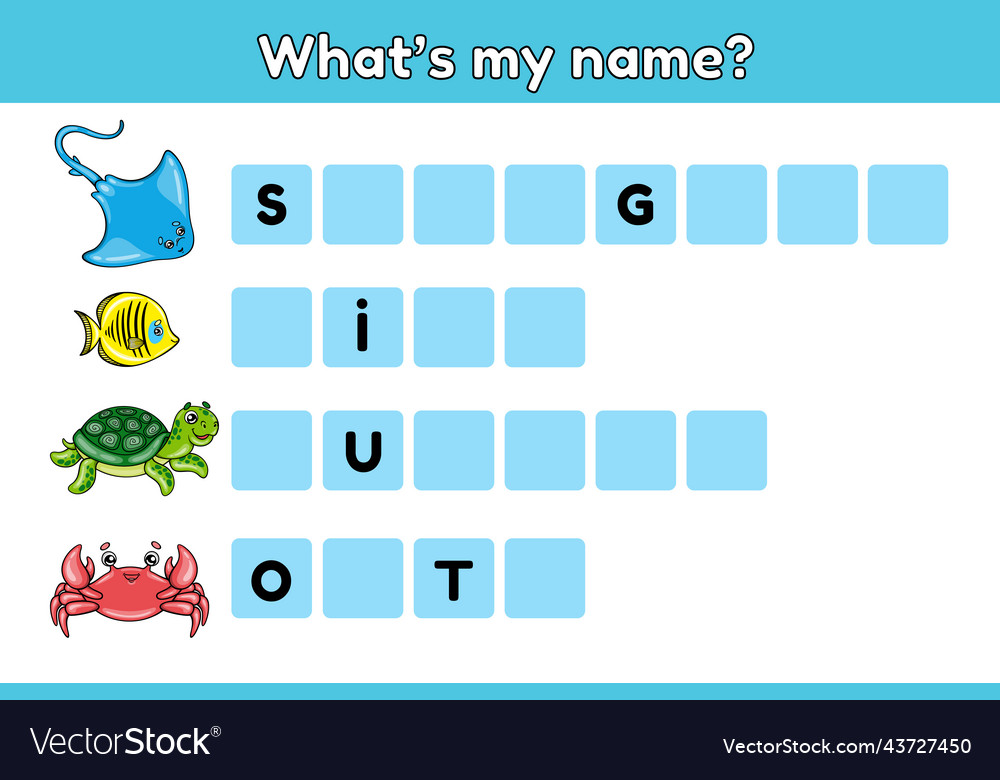 Educational game whats my name-3 Royalty Free Vector Image