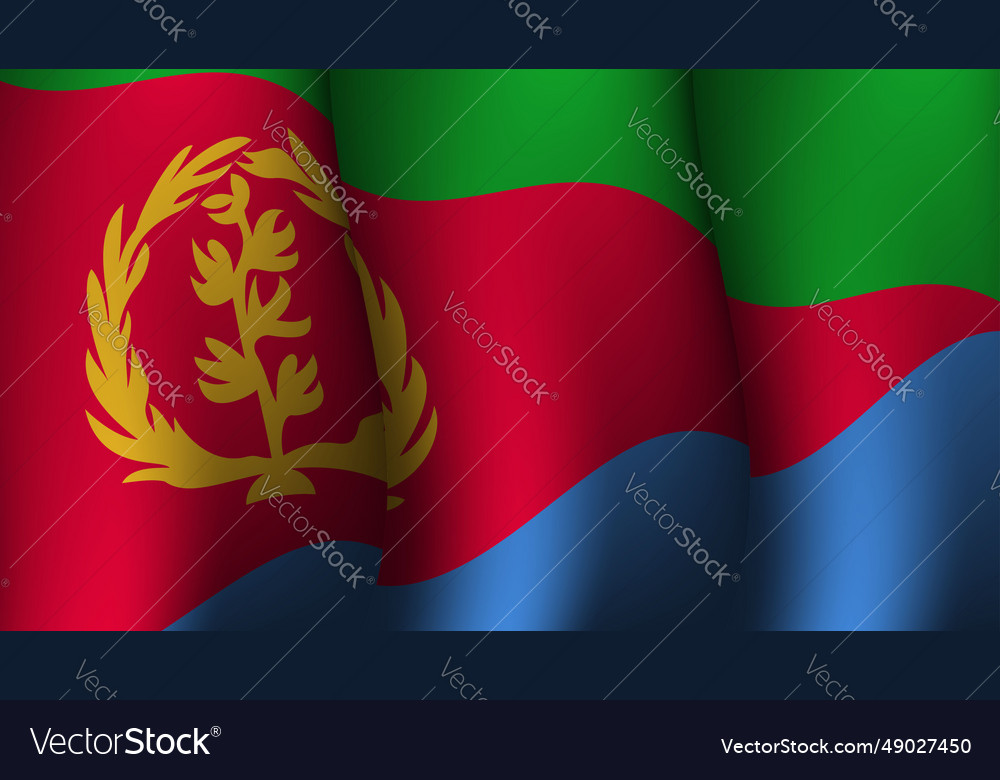 Eritrea waving flag background design on sunset vector image Eritrea waving flag background design on sunset