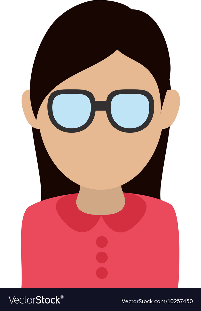 Faceless woman with glasses portrait icon