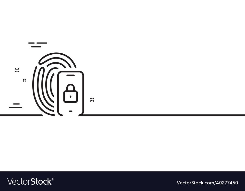 Lock line icon fingerprint access sign minimal vector image Lock line icon fingerprint access sign minimal