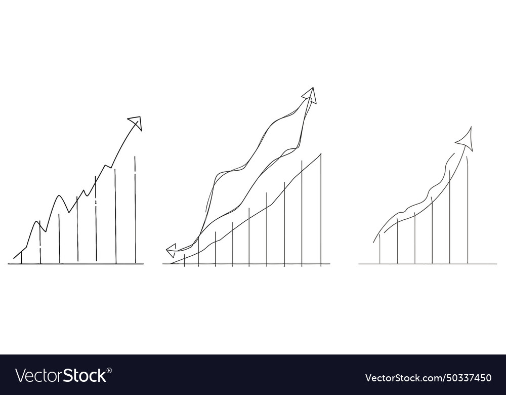 One continuous line drawing of graph icon Vector Image