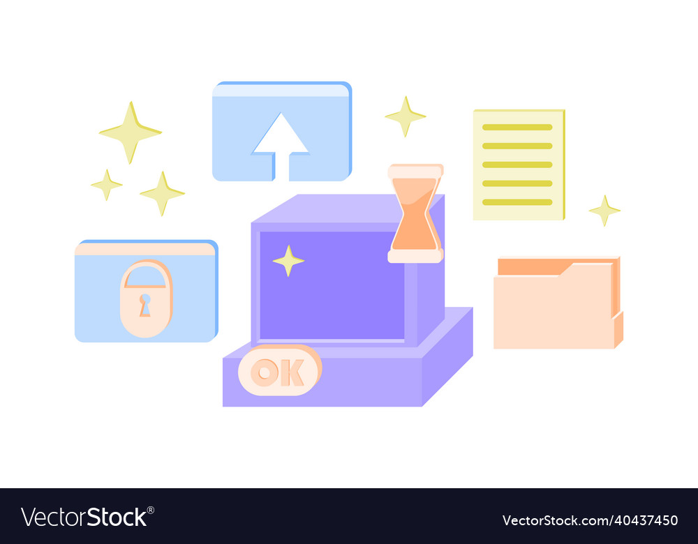 Retro user interface elements vector image Retro user interface elements