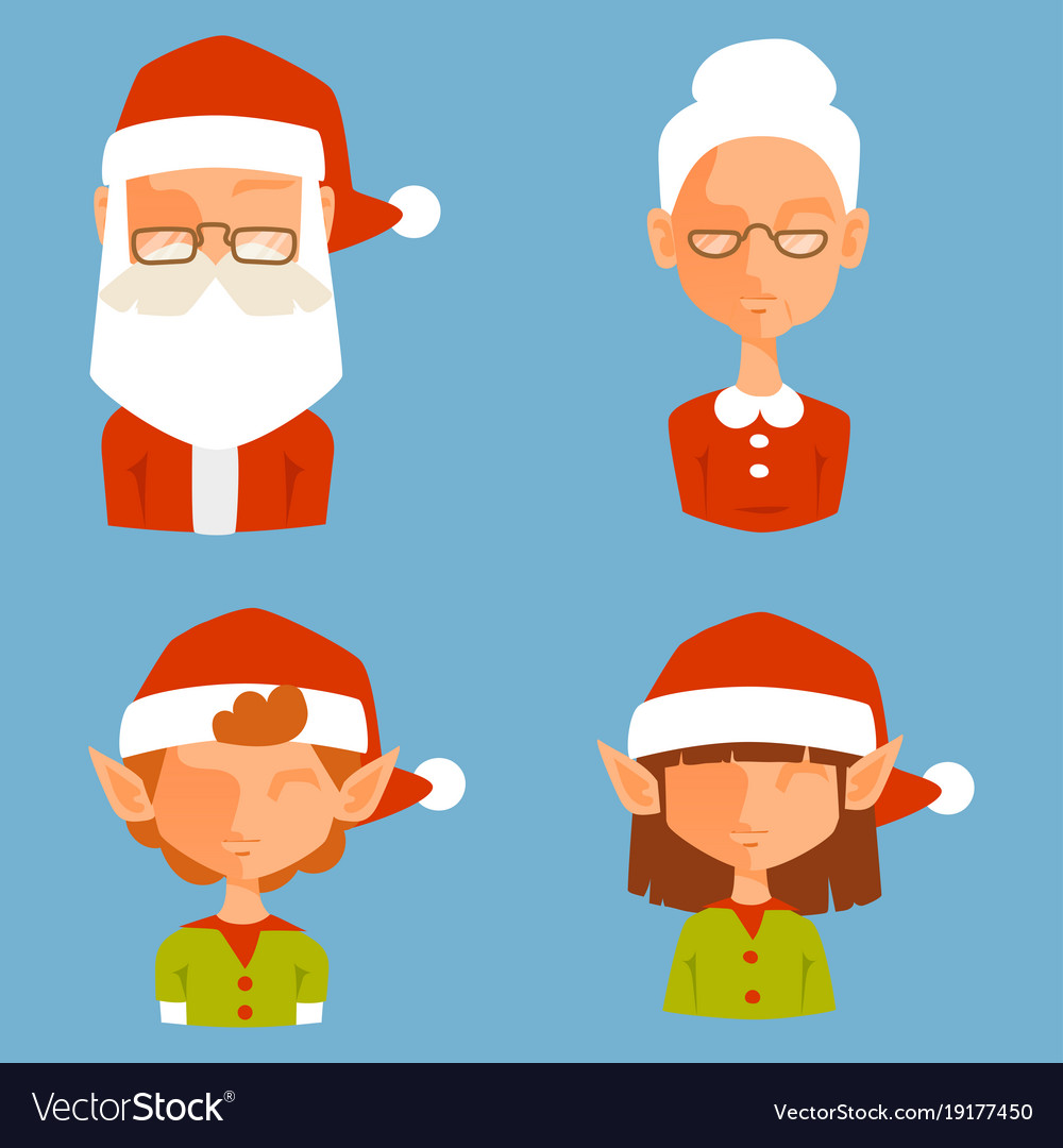 Santa claus avatar face characters