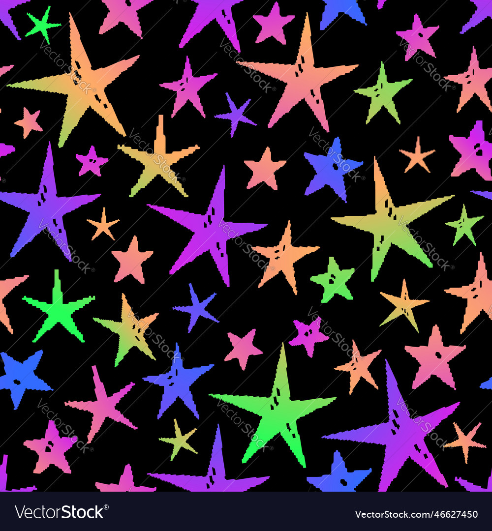 Seamless pattern of bright stars on a black Vector Image