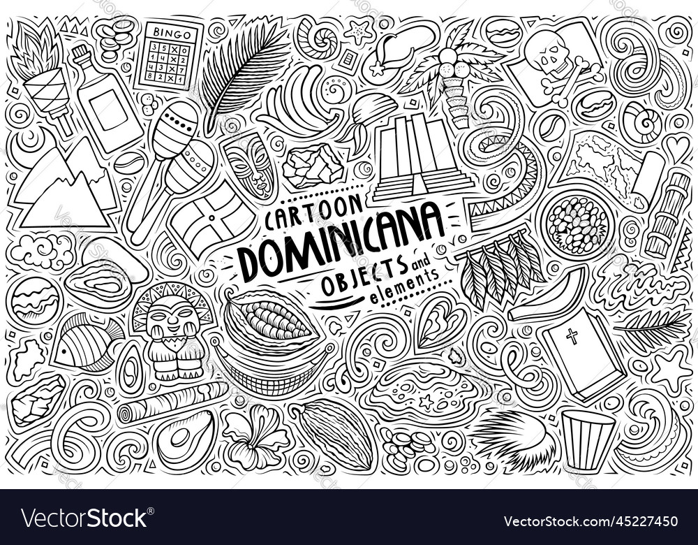 Set of dominican republic traditional symbols Vector Image