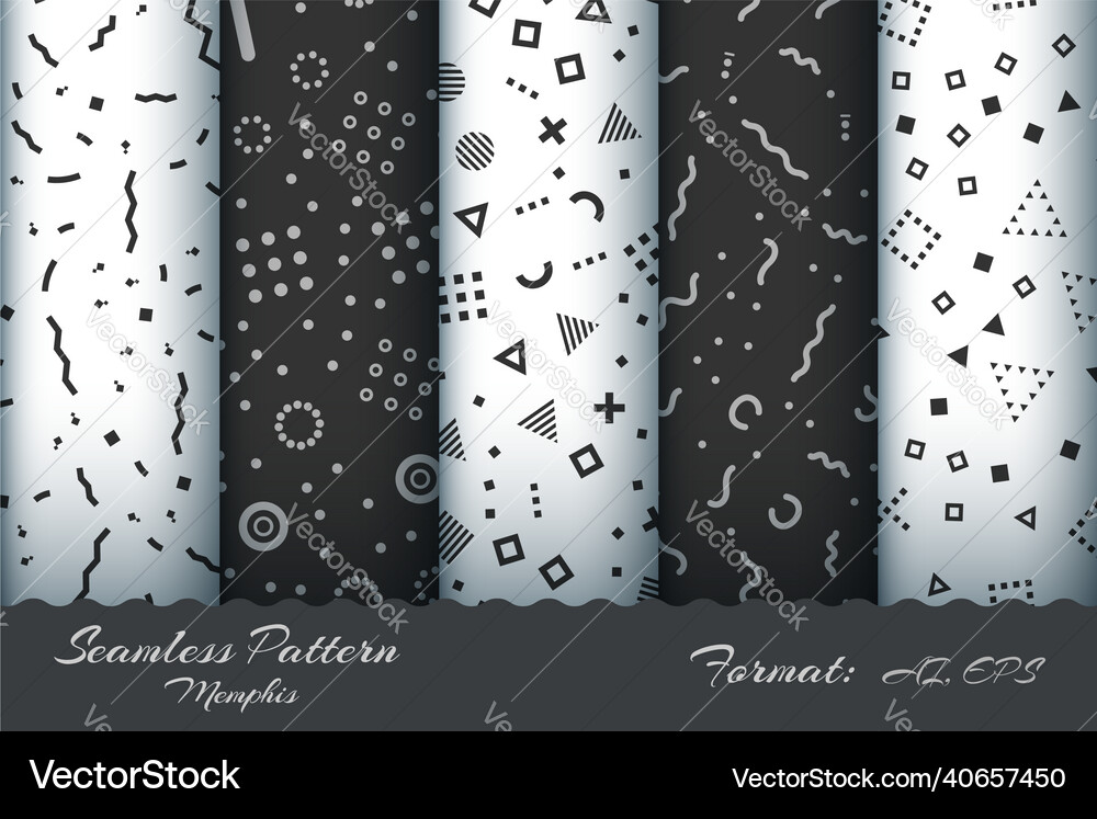 Set retro memphis seamless pattern Royalty Free Vector Image