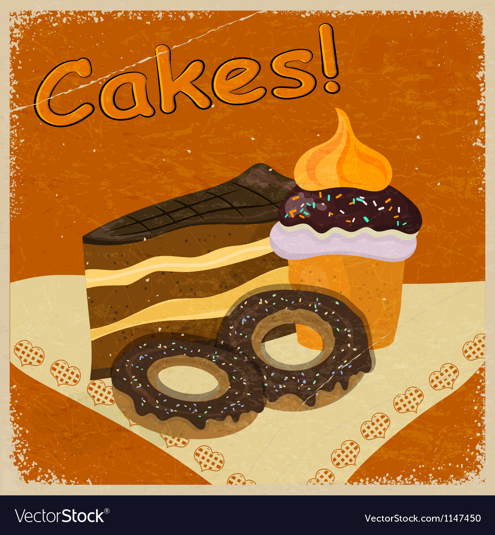 Vintage background image of a piece cake Vector Image