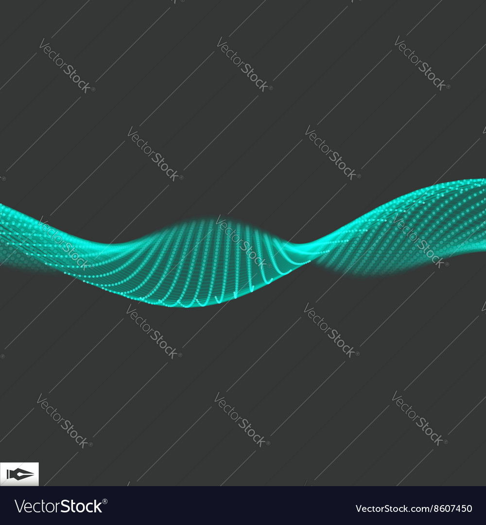 Wave with connected lines and dots glowing grid