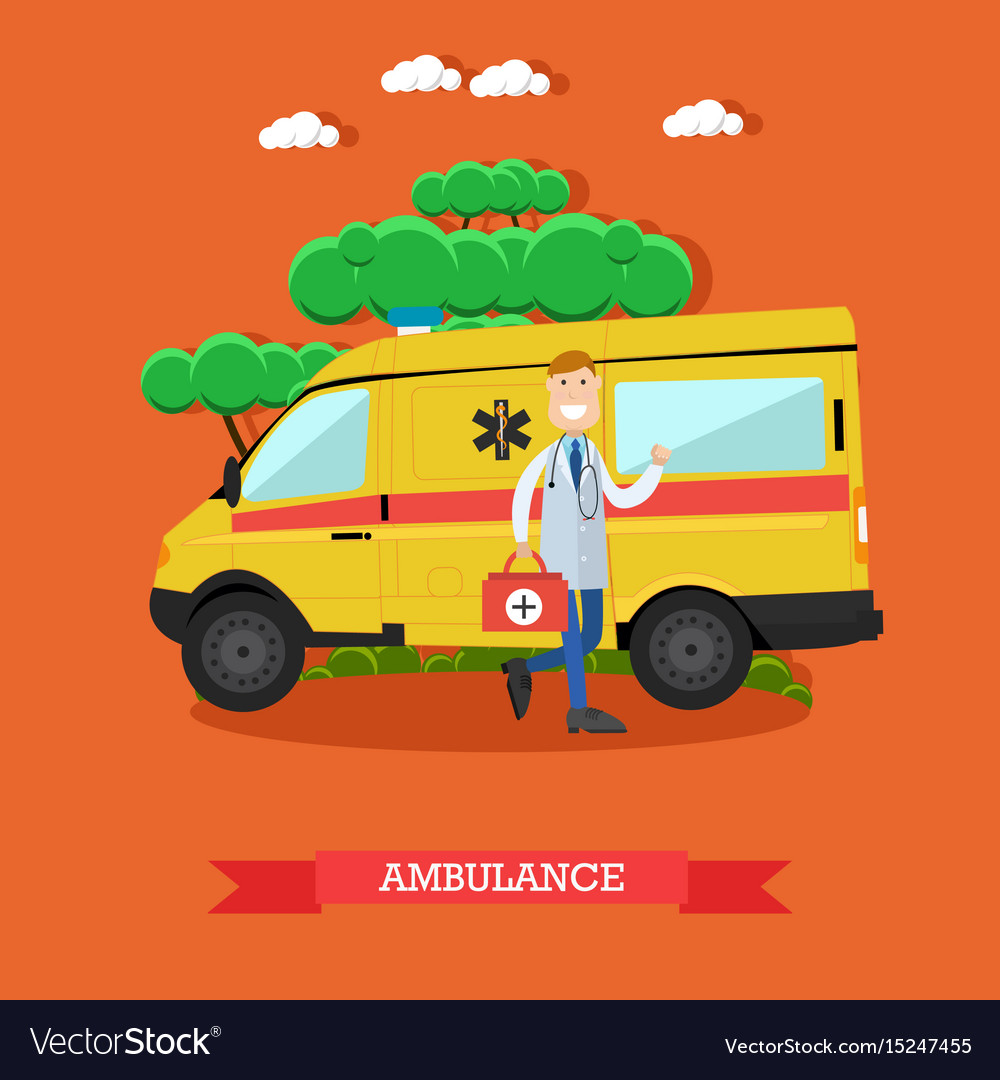 Ambulance concept in flat