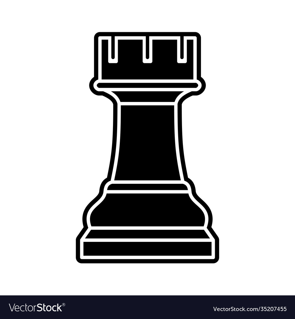 Black and white chess piece rook Royalty Free Vector Image