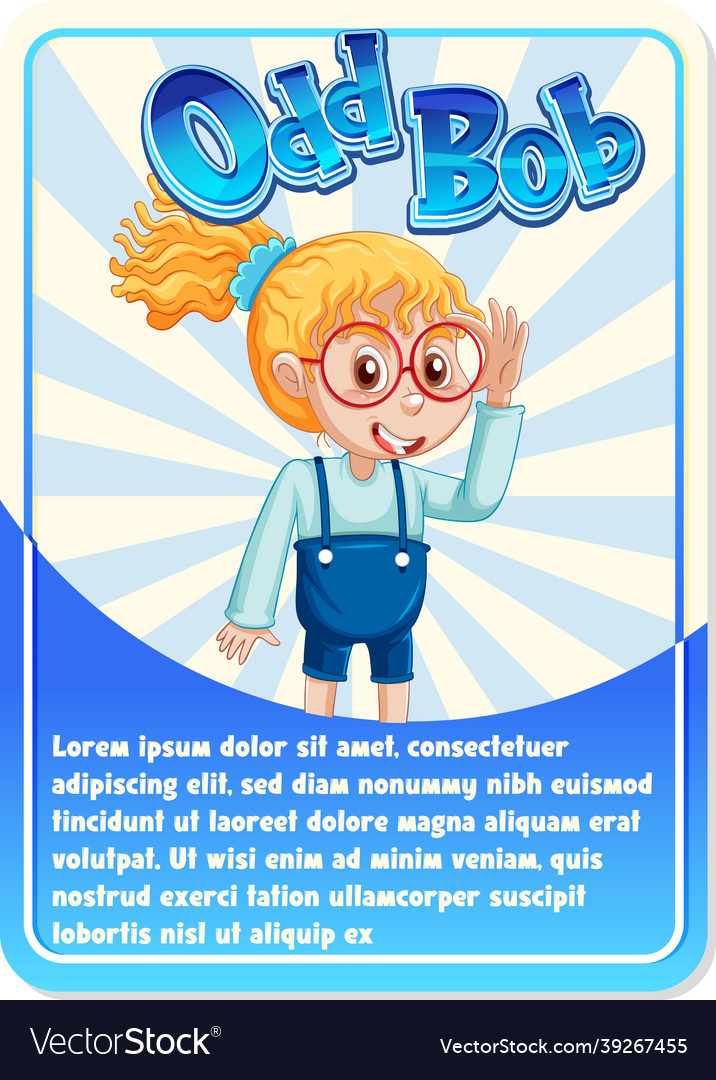 Character game card with word odd bob