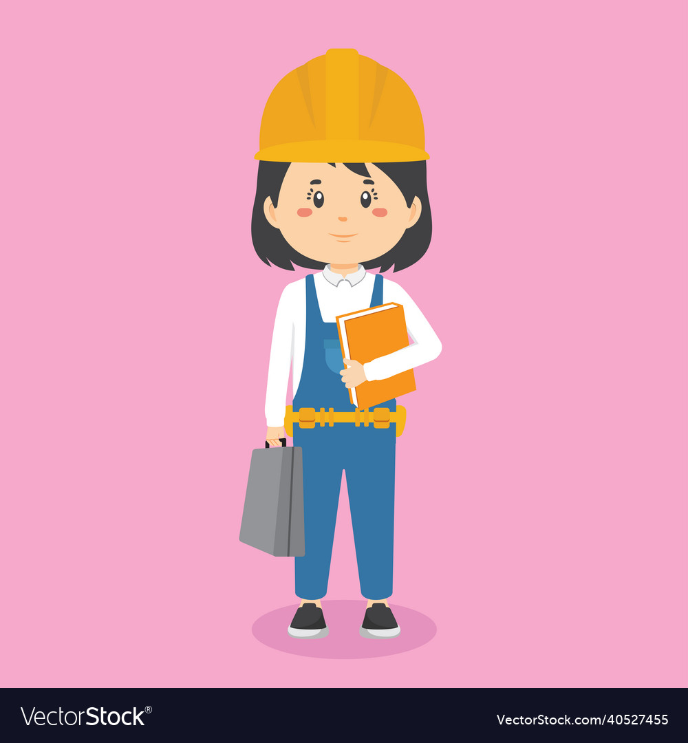 Character standing with file vector image Character standing with file