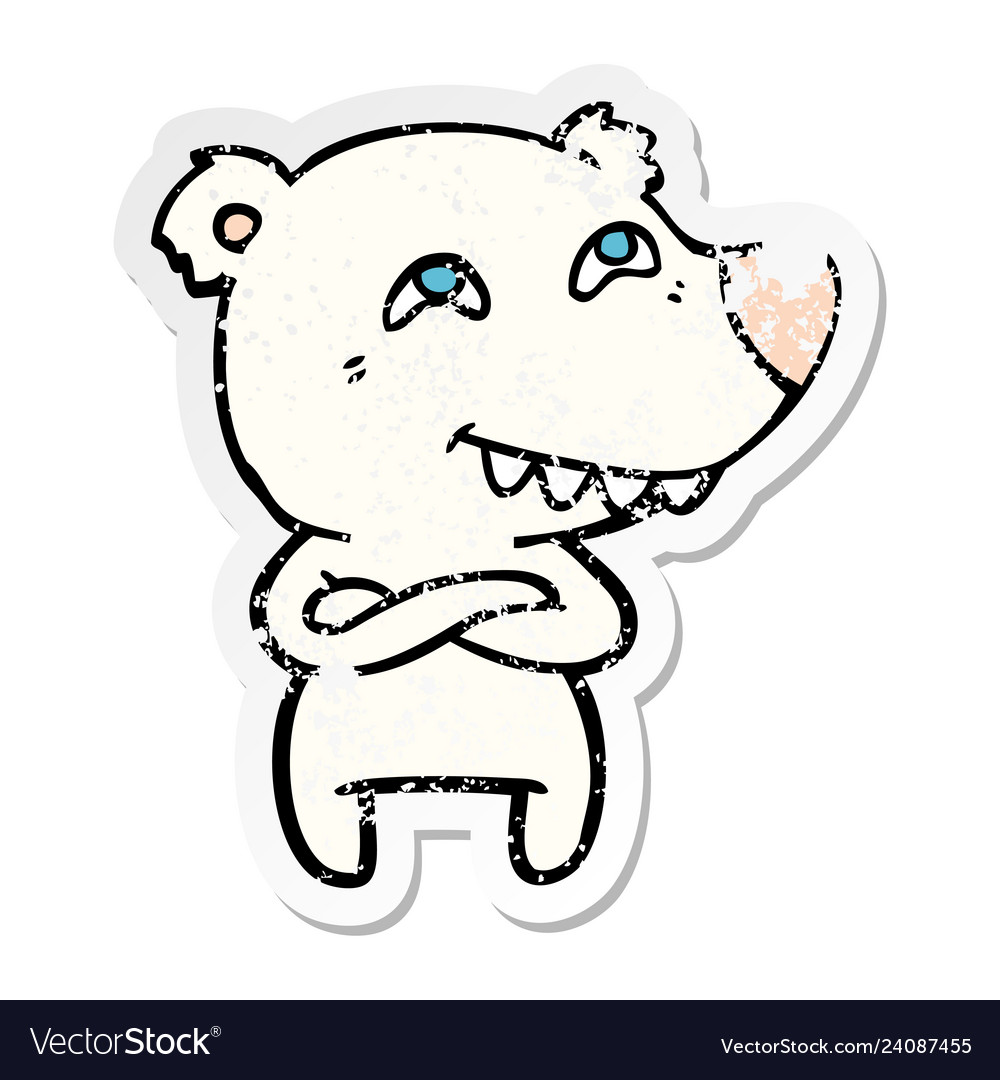 Distressed sticker of a cartoon polar bear