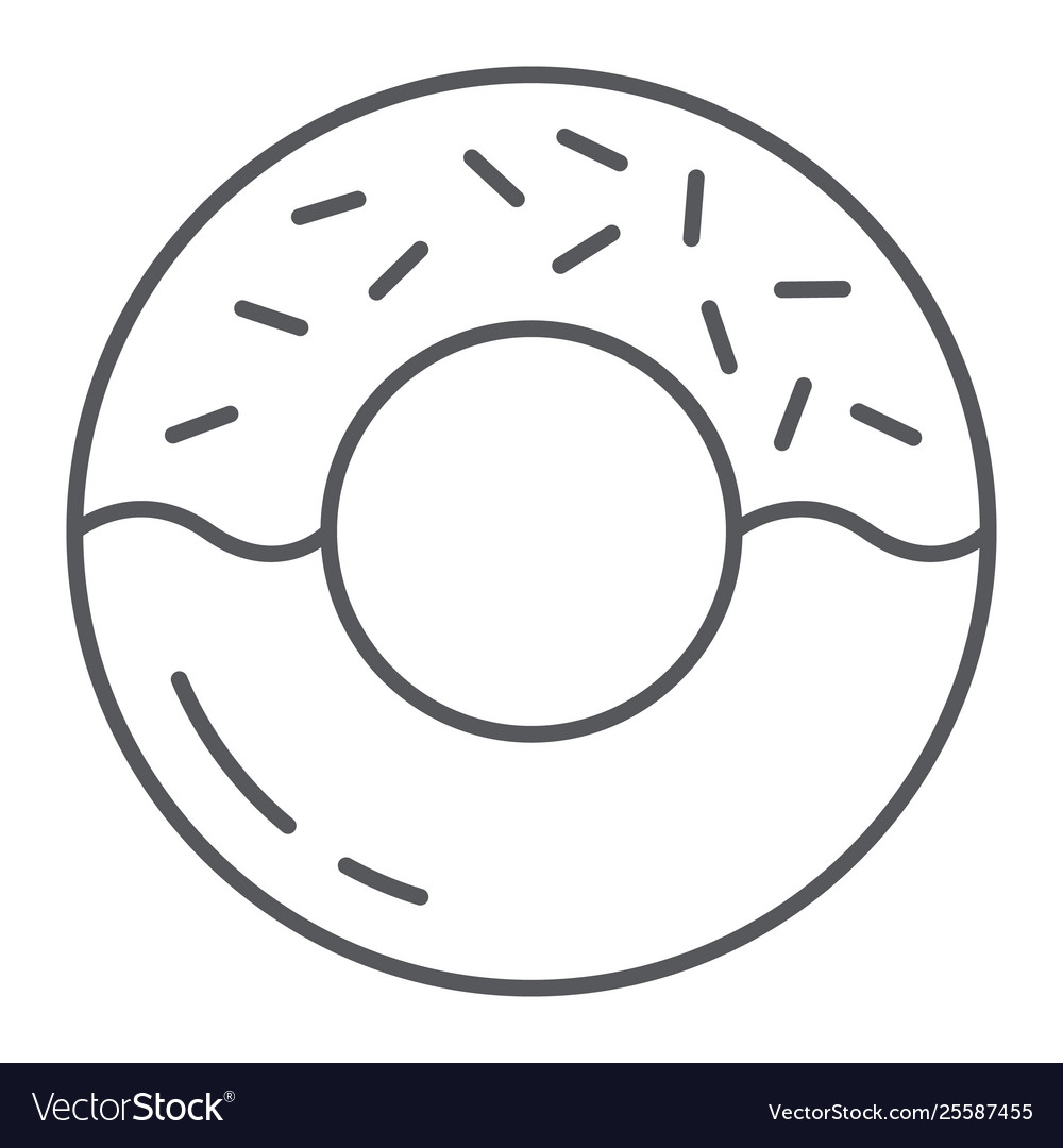 Donut thin line icon delicious and food cake