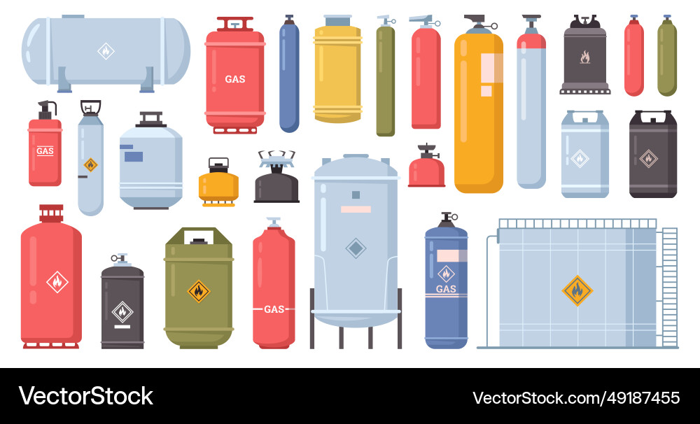 Gas container bottles cylinder tanks Royalty Free Vector