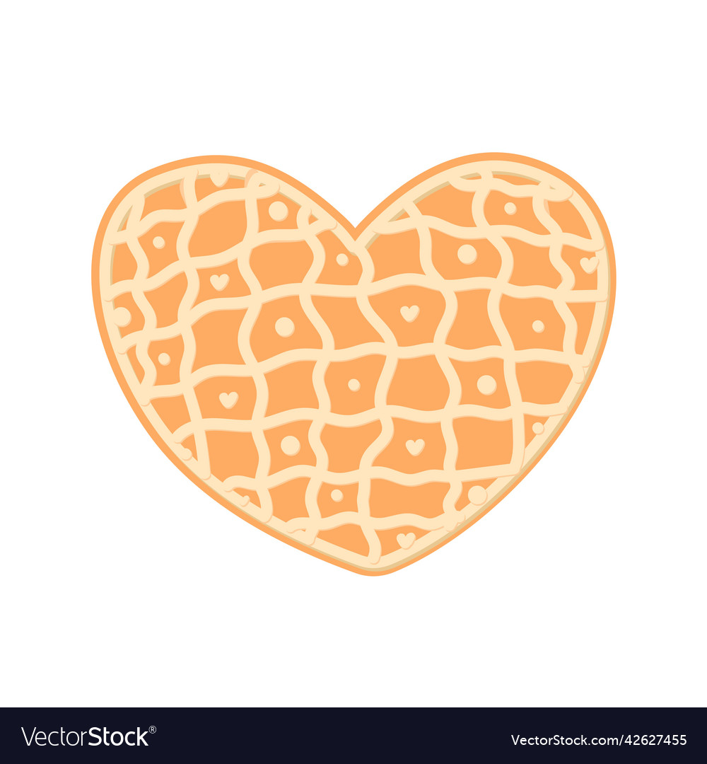 Gingerbread spice cake heart cookie flat Vector Image