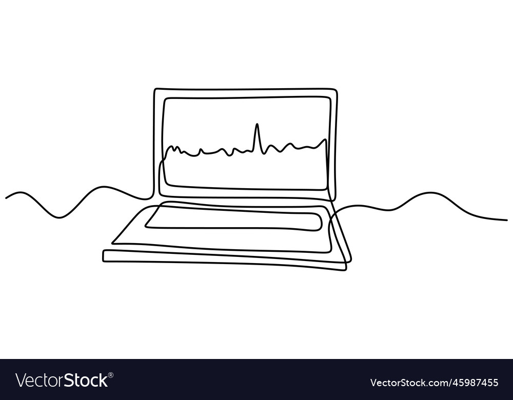 Graph growth indicators on laptop screen in one Vector Image