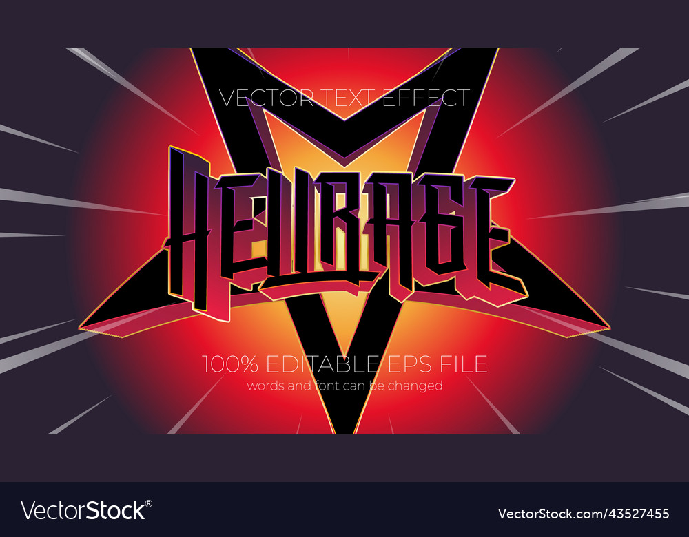 Hell rage editable text effect style eps