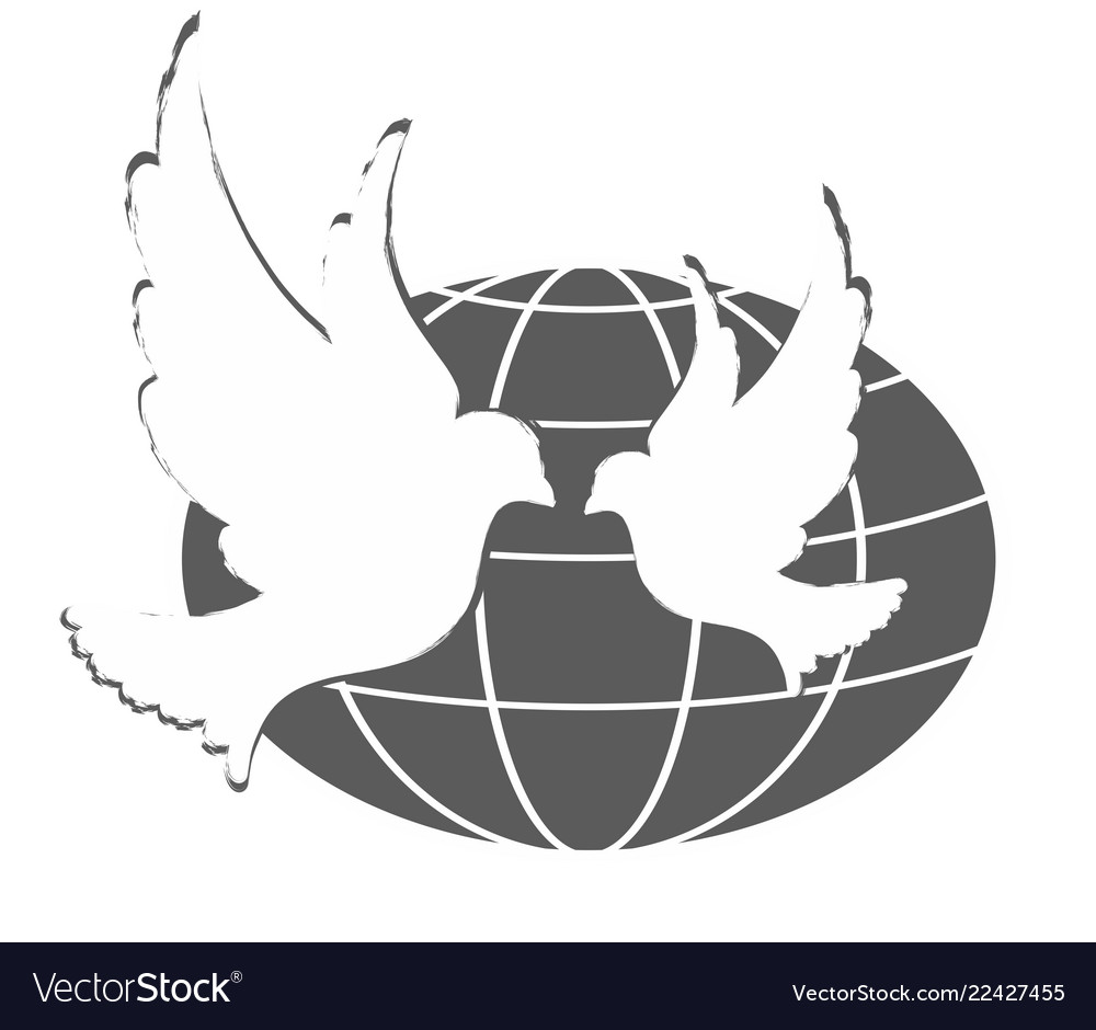 Logo of a pigeon with globe Royalty Free Vector Image