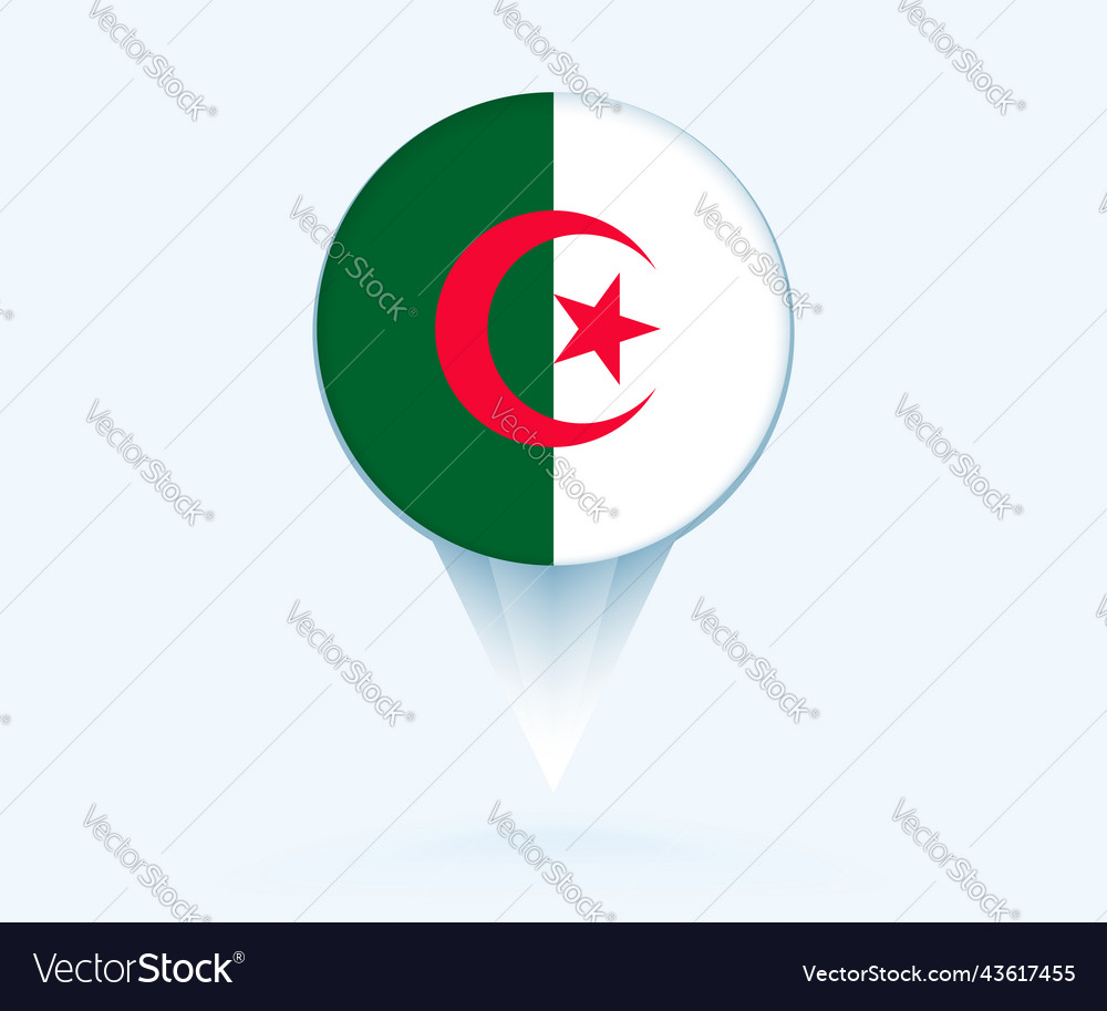 Map pointer with flag of algeria
