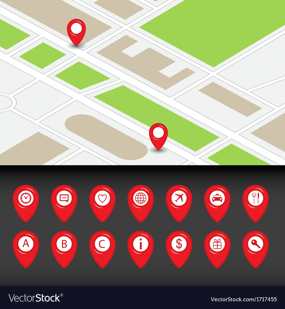 Map with navigation icons