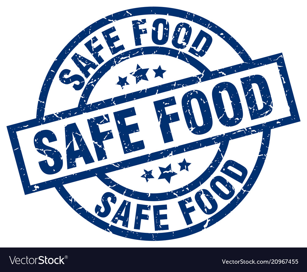 Safe food blue round grunge stamp