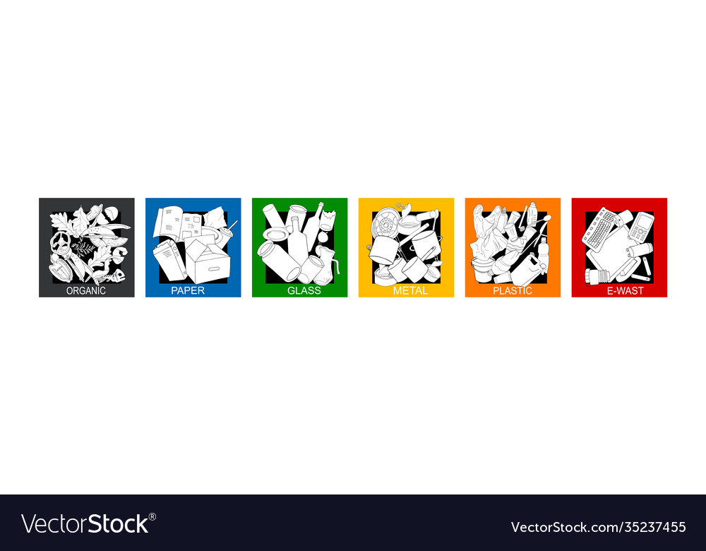 Seamless pattern with different types garbage vector image Seamless pattern with different types garbage
