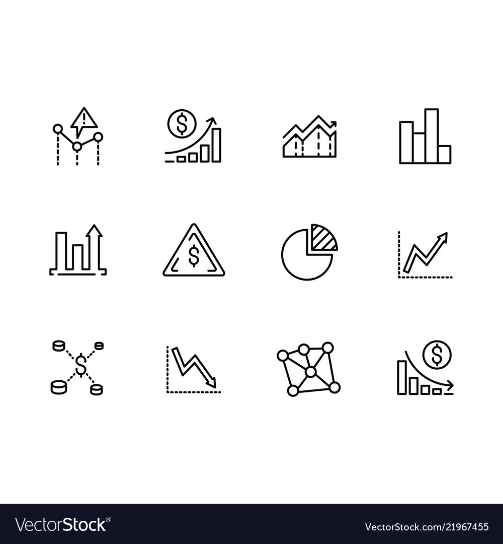 Set line icons data analytics strategy business