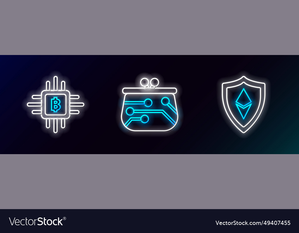 Set line shield ethereum eth cpu mining farm vector image Set line shield ethereum eth cpu mining farm