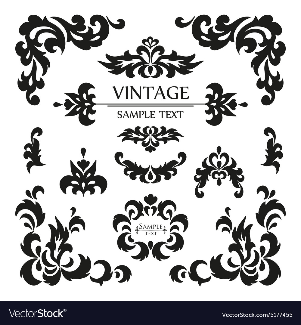 Set of calligraphic design elements