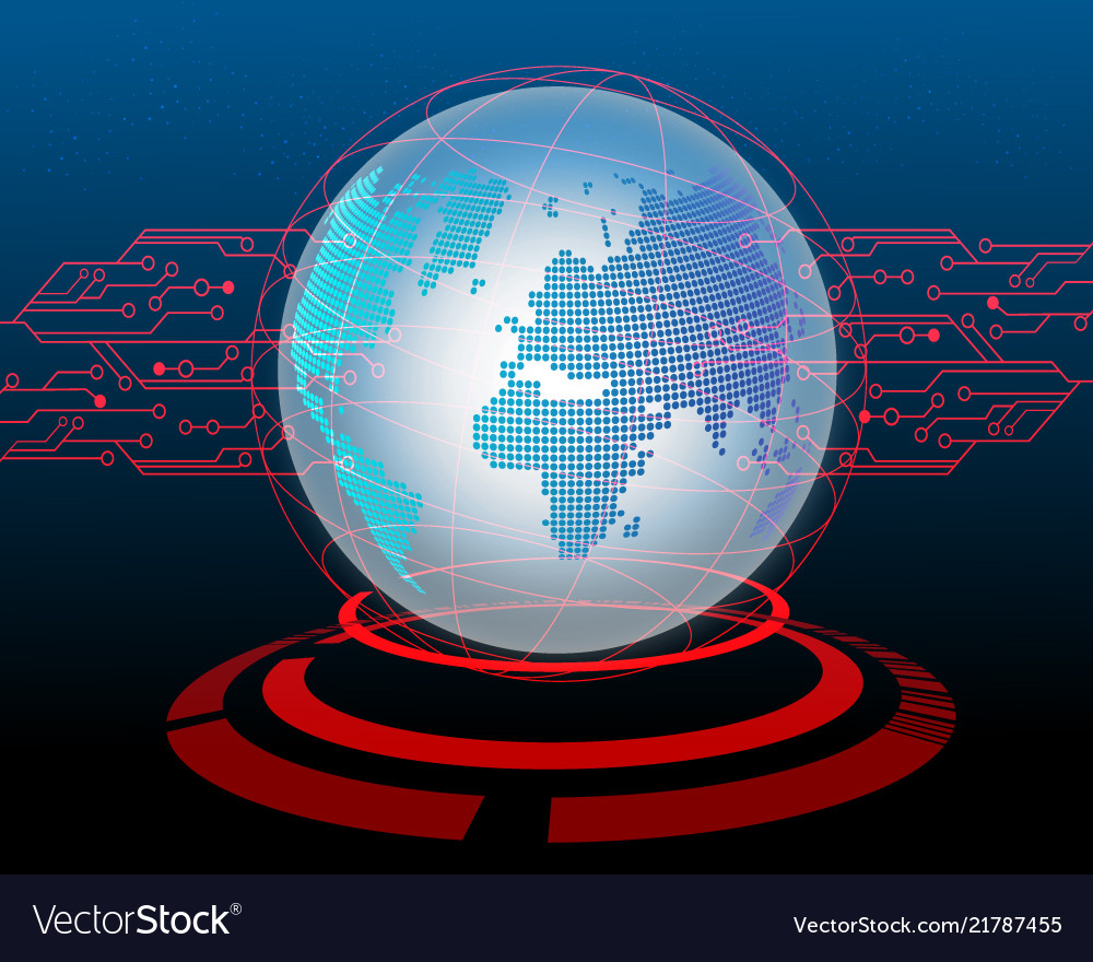 World map cyber attack by hacker circuit concept vector image World map cyber attack by hacker circuit concept