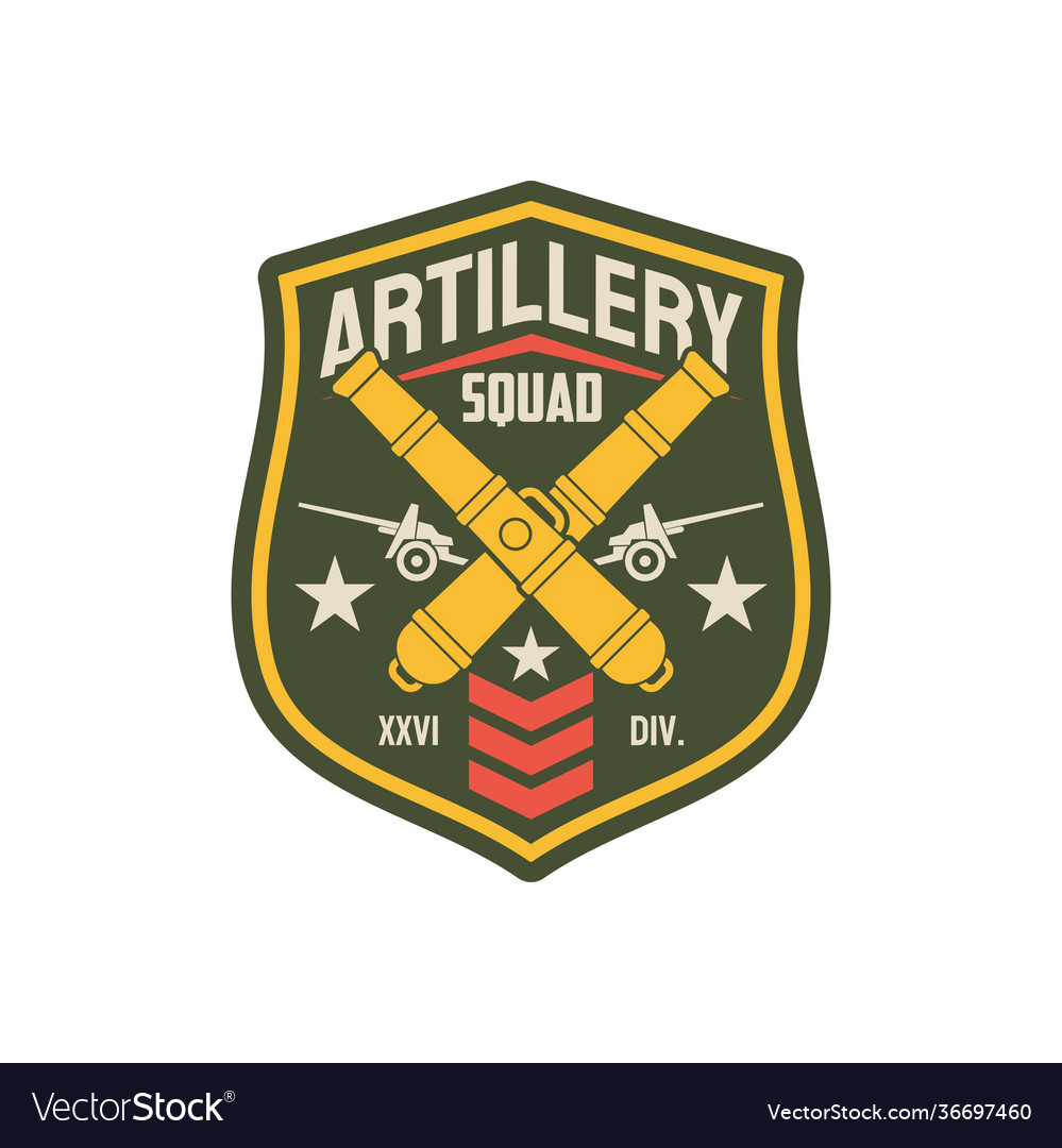 Artillery squad with airplane and crossed bombs