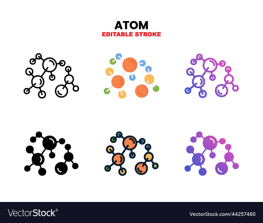 Atom icon set with different styles Vector Image Atom icon set with different styles