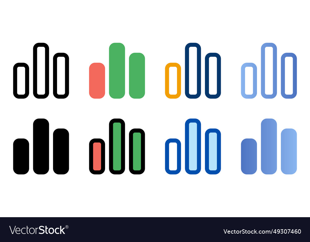 Bar chart icons in different style vector image Bar chart icons in different style