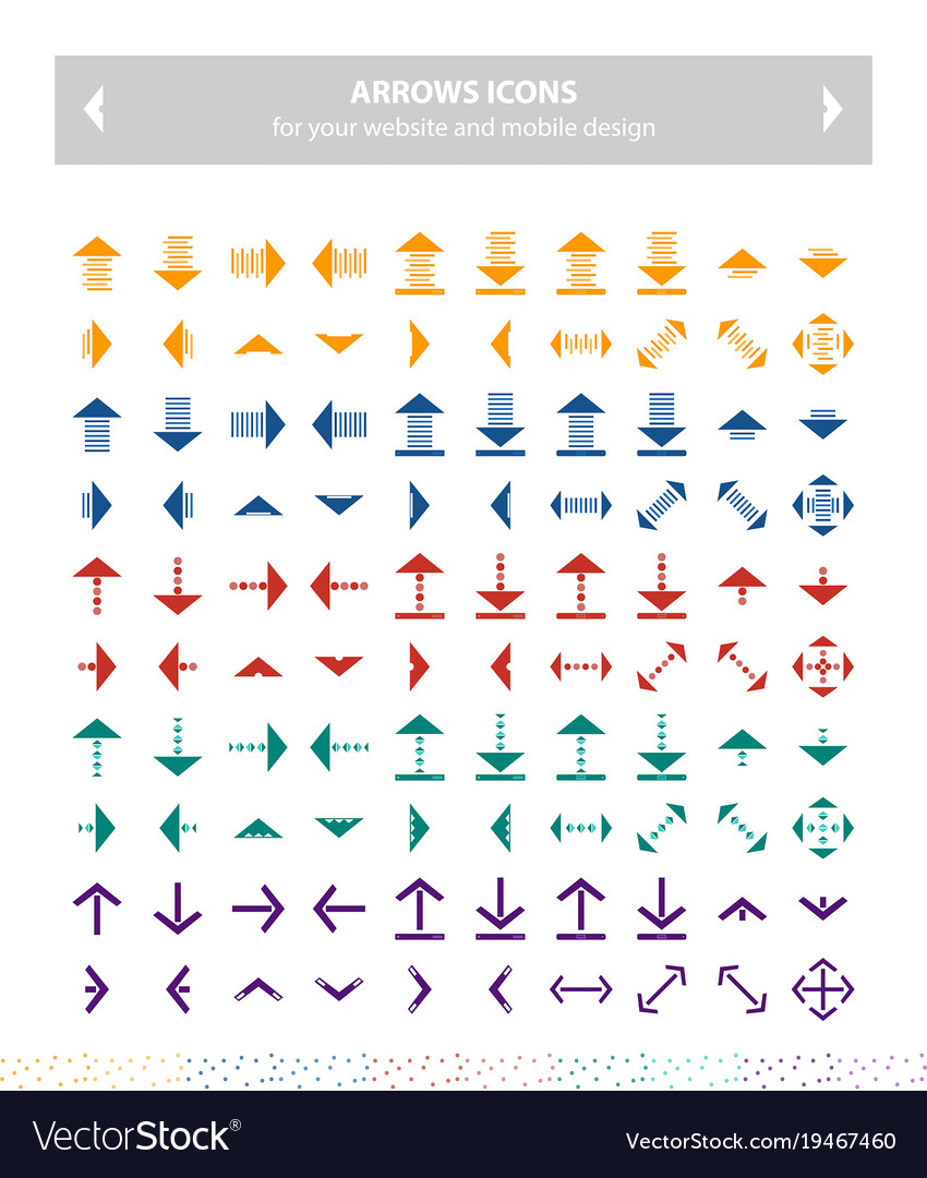 Color arrow icons flat design set image