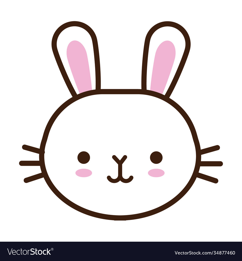 Cute little rabbit kawaii animal line and fill Vector Image