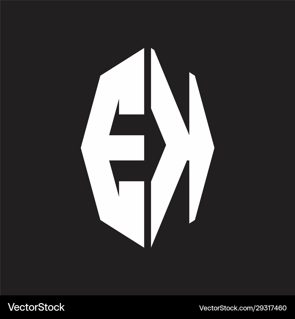 Ek logo monogram with octagonal ribbon style Vector Image