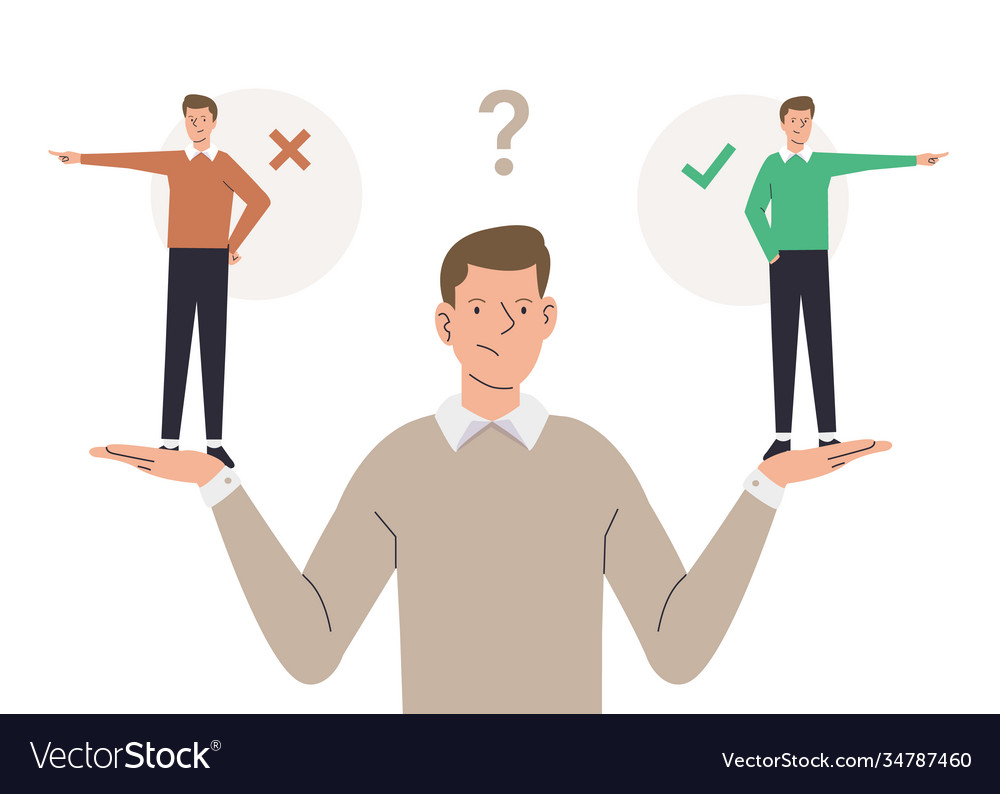 ethical-dilemma-with-man-choosing-royalty-free-vector-image