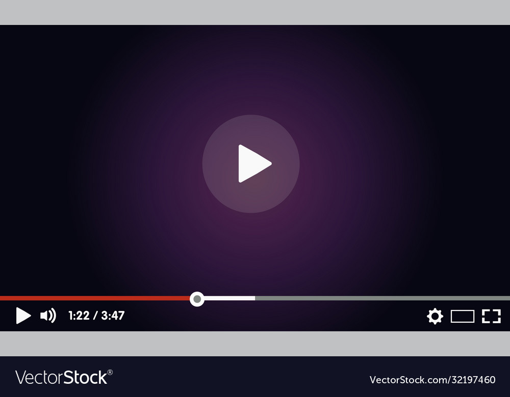 Flat video player template for web and mobile apps vector image Flat video player template for web and mobile apps