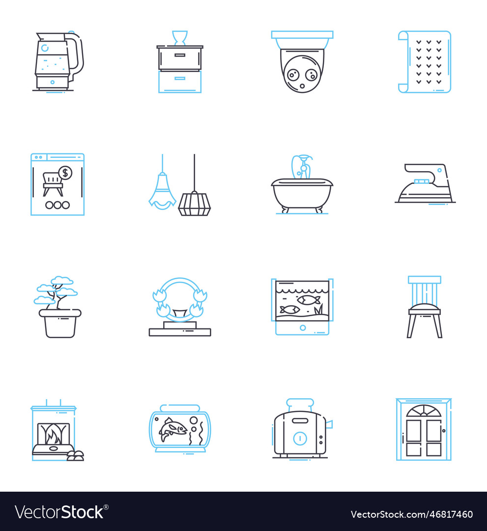 Flats linear icons set comfortable convenient