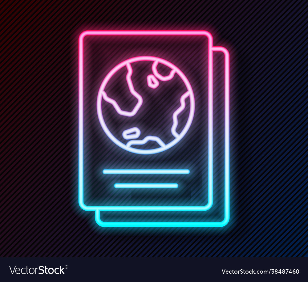 Glowing neon line passport with biometric data
