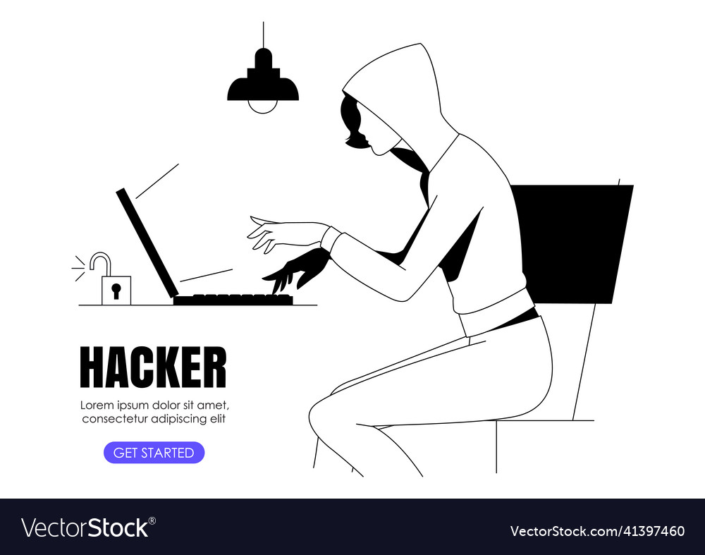 Hacker phishing with laptop computer stealing vector image Hacker phishing with laptop computer stealing
