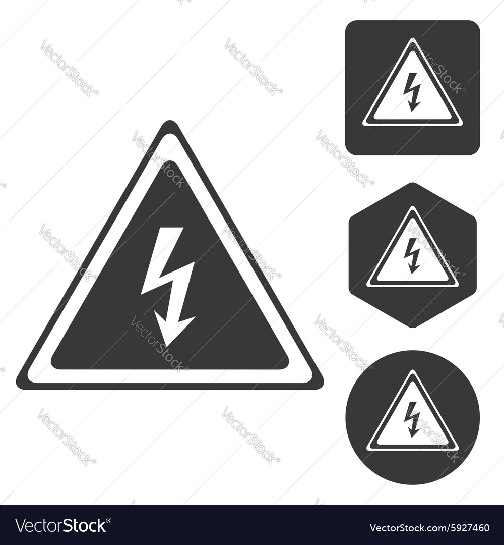 High voltage icon set monochrome Royalty Free Vector Image