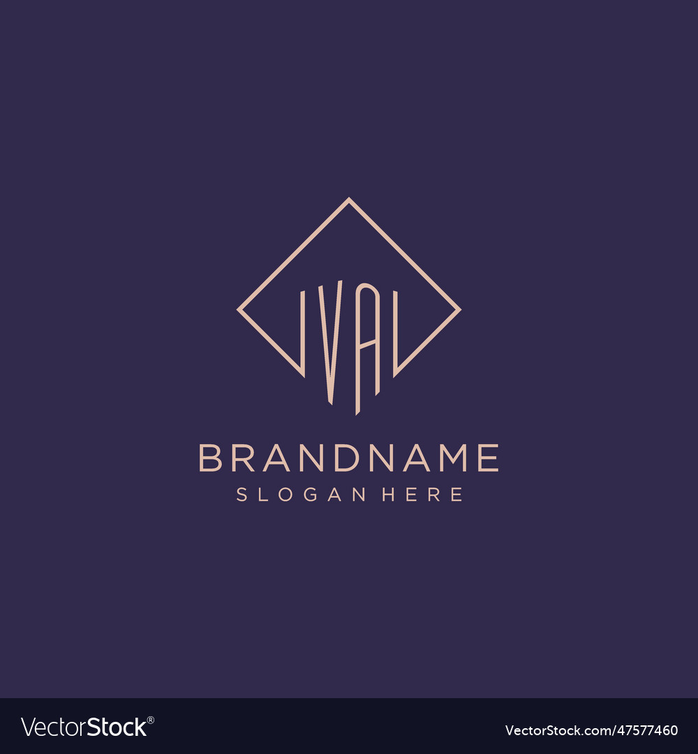 Initials va logo monogram with rectangle style Vector Image