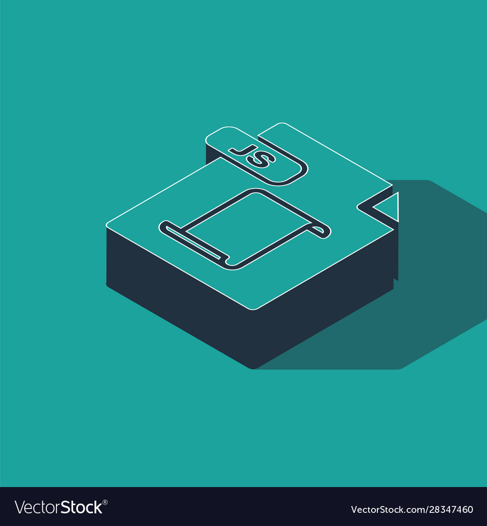 Isometric js file document download button vector image Isometric js file document download button