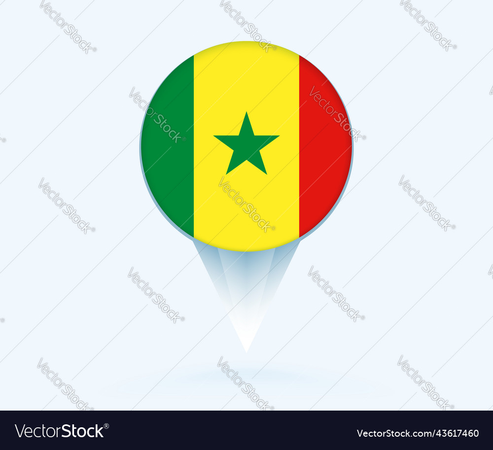Map pointer with flag of senegal