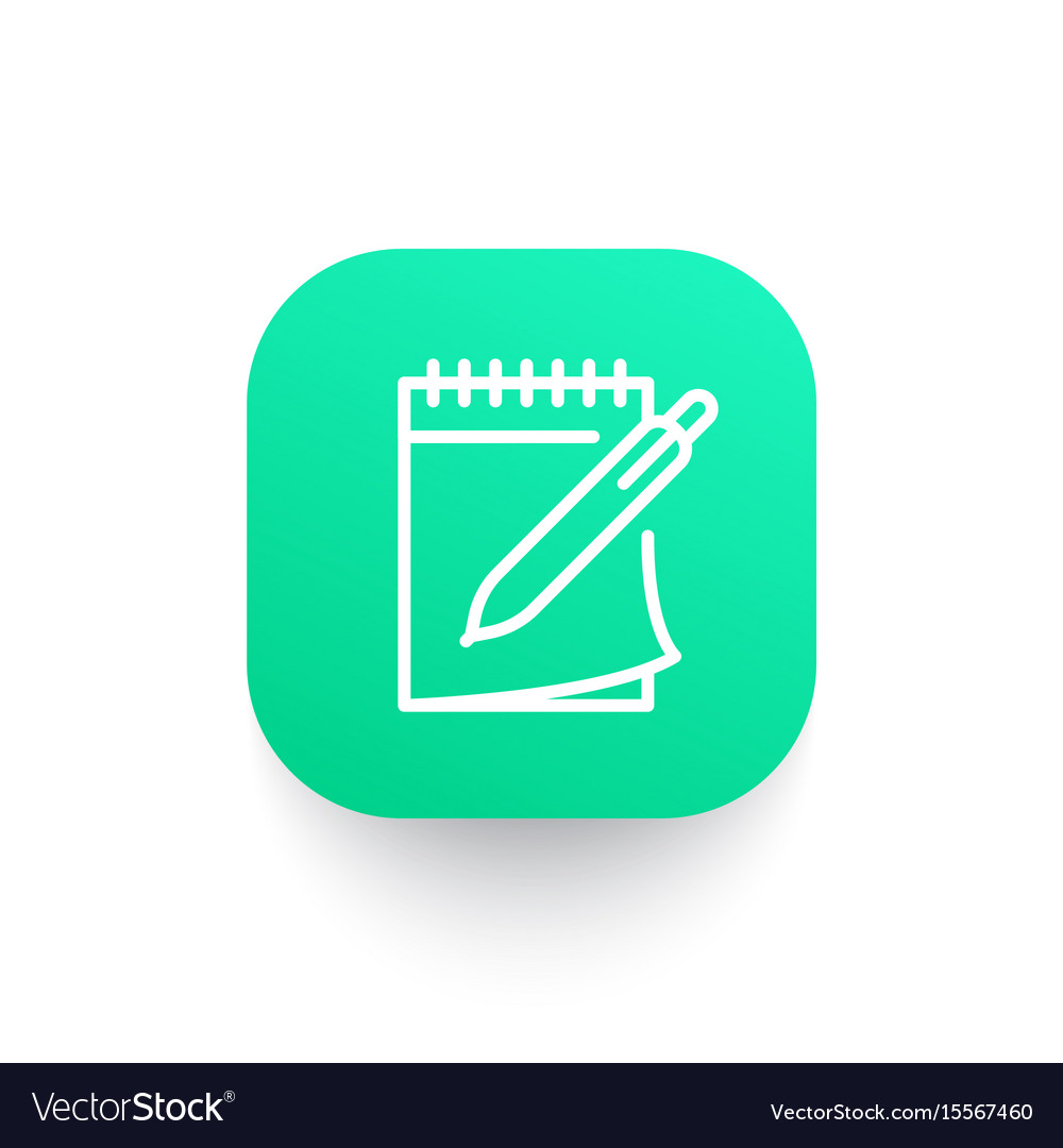 Notebook and pen icon in linear style